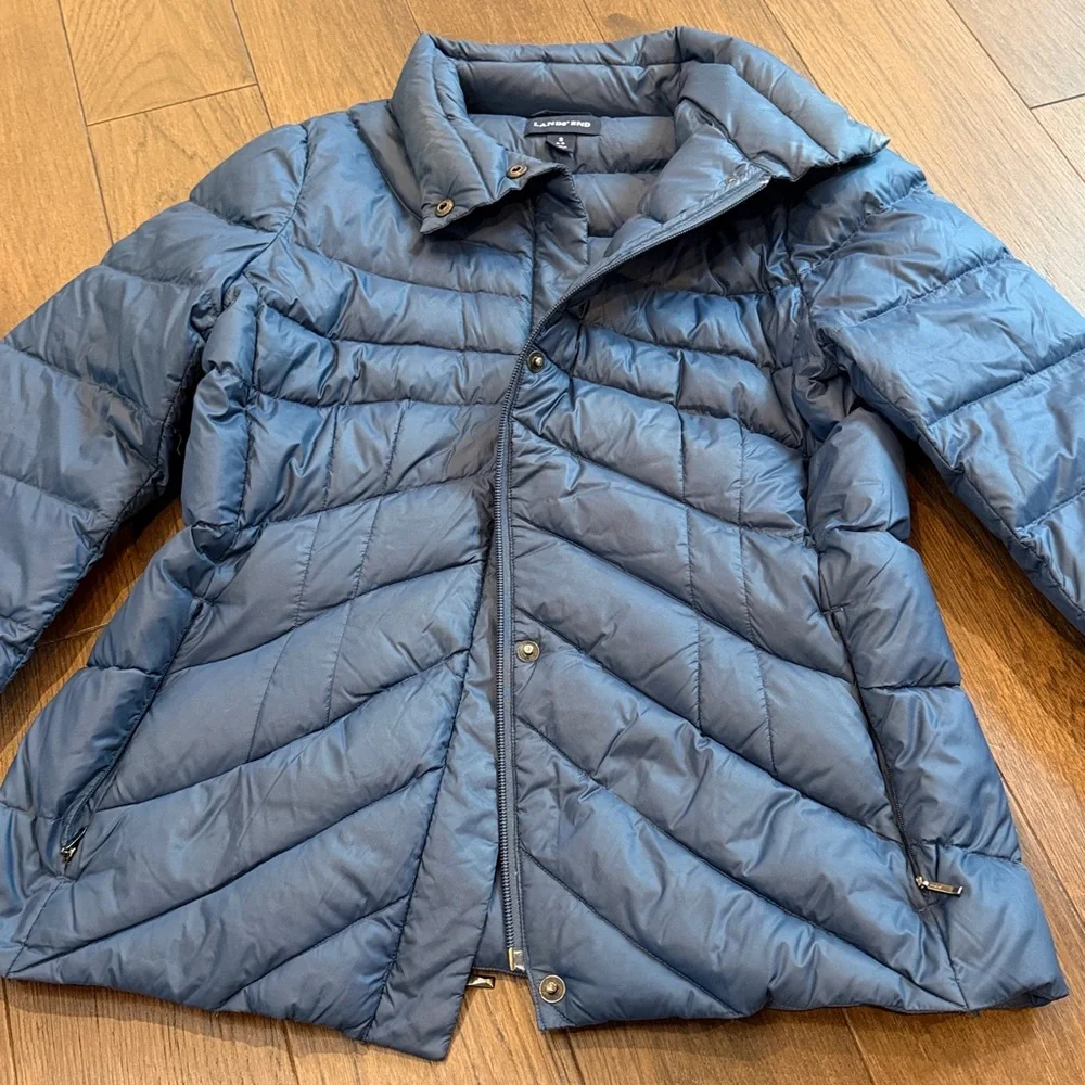 Lands End Puffer Jacket Women’s Size (6-8) Blue C5-077
